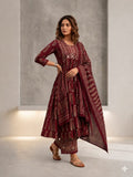 Printed ethnic kurta set with dupatta (Anarkali-style dress with palazzo pants)