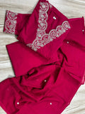 MF Hayat Women Floral Embroidered Angrakha Sequinned Pure Cotton Kurti with Pyjamas & With Dupatta